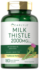 Milk Thistle 2000mg | 180 Capsules | with Dandelion & Yellow Dock | by Carlyle
