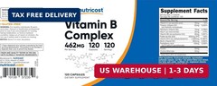 Nutricost High Potency Vitamin B Complex 462mg, 120 Capsules – with Vitamin C –