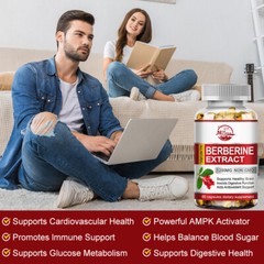Premium Berberine HCL Extract Capsules, Healthy Cholesterol & Low Blood Sugar
