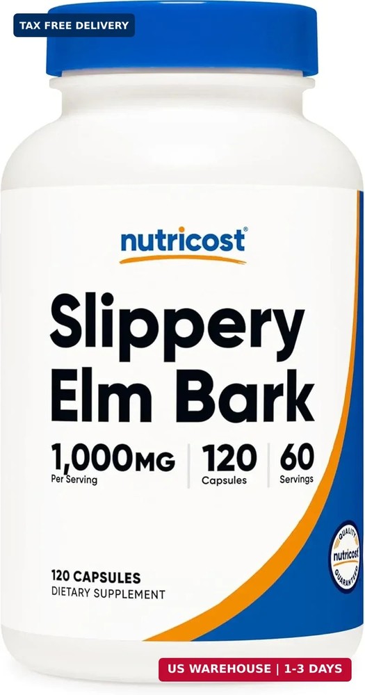Nutricost Slippery Elm Bark Capsules 1000mg Per Serving, 120 Capsules | GMO-Free