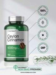 Ceylon Cinnamon Capsules 6000mg | 150 Count | Non-GMO, Gluten Free | by Horbaach
