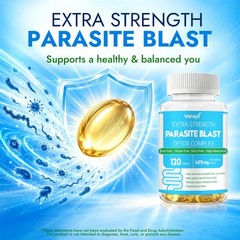 Extra Strength Parasite Blast Detox Complex 120 Softgels Gut Herbal Supplement