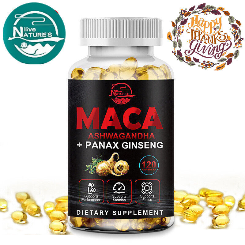 Maximum Potency Maca Root Ginseng Capsules 12000mg for Men & women – 120 Pills