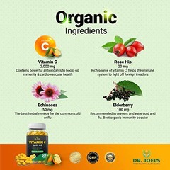 Dr. Joel’s Vitamin C 2000mg Tablets with Zinc, Elderberry – 200 Count
