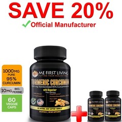 3 Bottles – Me First Living Turmeric Extract 95% Curcuminoids 1000mg + Bioperine