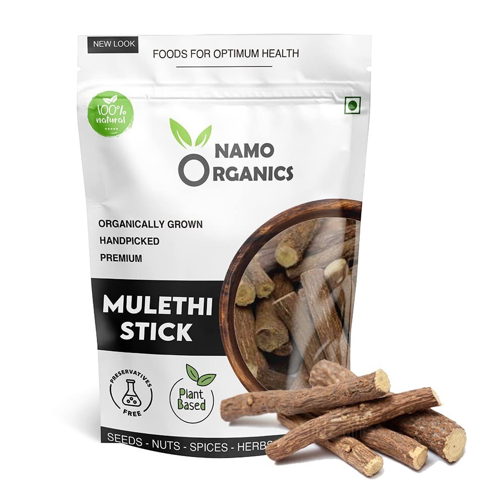 Namo Organics Mulethi Whole Sticks Glycyrrhiza Glabra – Organic Licorice – 100gm