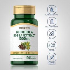 Rhodiola Rosea Extract | 1000mg | 120 Capsules | Non-GMO | by Piping Rock