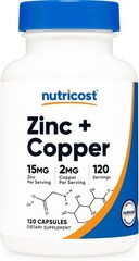 Cápsulas de Zinc + Cobre (120 Porciones)(15 mg de Zinc + 2 mg de..