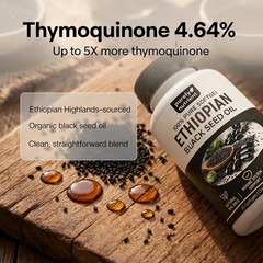 1-5X Ethiopian Oil Black Seed Softgels|4.64%Thymoquinone|Non-Gmo,Gluten-Free 60X