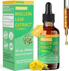 Organic Mullein Drops for Lung Cleanse, Powerful 1700mg Mullein Leaf Extract for