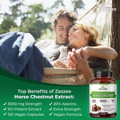 Extra Strength Horse Chestnut Extract 3000 mg – 120 Capsules 20% Aescins