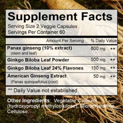 Ginseng + Ginkgo Biloba for Mental Health,Support Athletic Performance