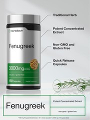 Horbäach Fenugreek Capsules | 150 Count | Non-GMO & 150 (Pack of 1)