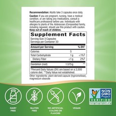 Nature’s Way Organic Dandelion Root Capsules – 100 Count Supplement