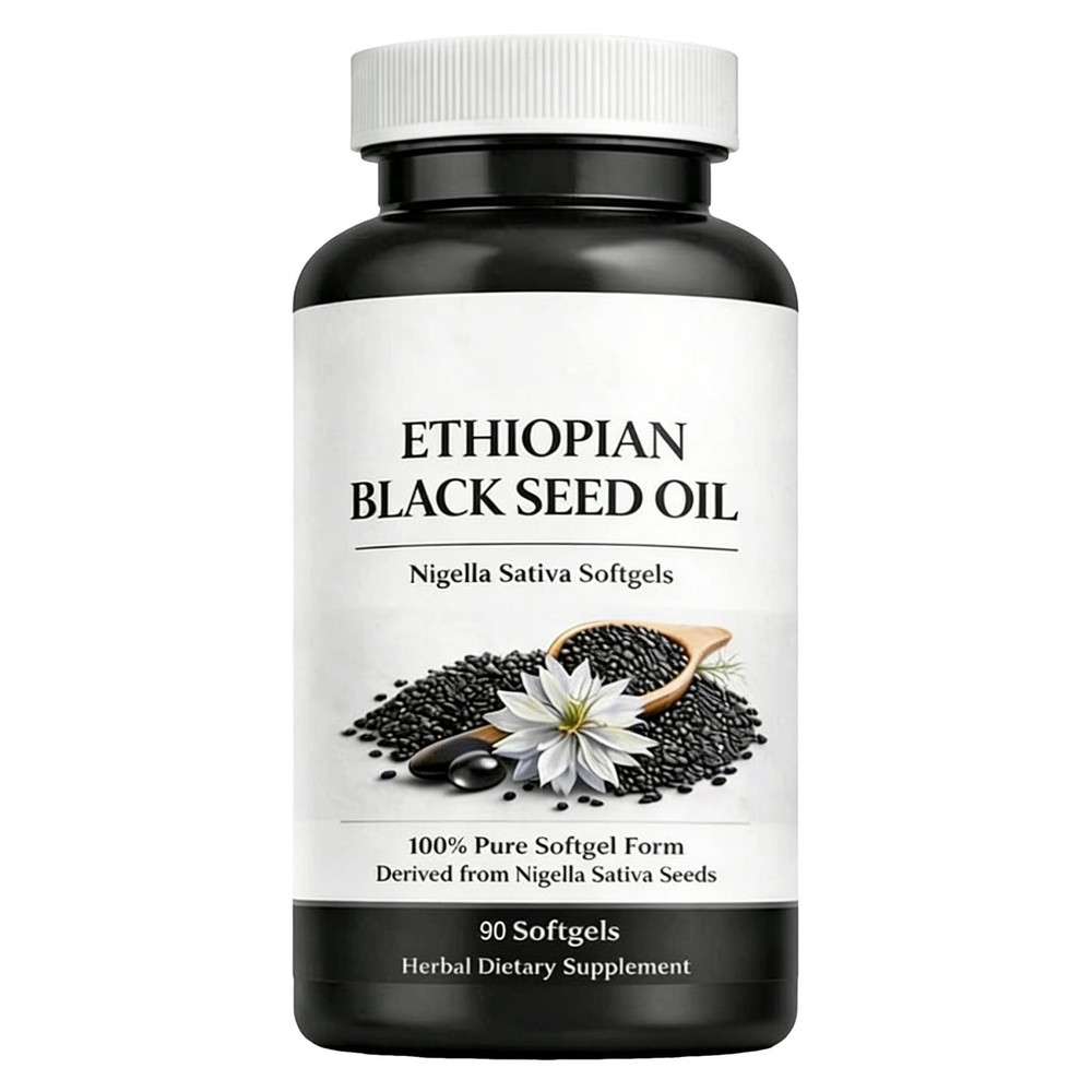 Ethiopian Black Seed Oil Softgels Thymoquinone |4.64% | Non-Gmo, Gluten-Free,60