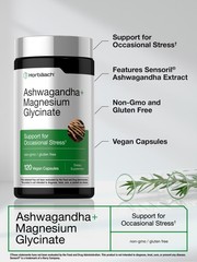 Ashwagandha + Magnesium Glycinate | 120 Vegan Capsules | by Horbäach