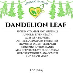 Dandelion Leaf Cut & Sifted Organic Herb Natural 28.3g Certified Kosher 1 OZ Bag