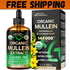 Mullein Drops for Lungs – USDA Organic Liquid – Mullein Leaf Extract Supplement