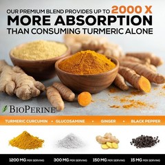 Turmeric Curcumin & Ginger with 95% Curcuminoid & BioPerine Black Pepper 2000mg
