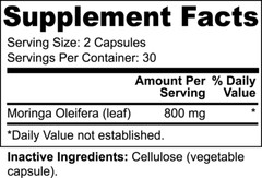Organic, Moringa Oleifera Leaf, 800mg, (60 capsules), Antioxidant, Inflammation