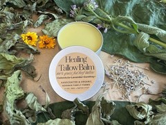Organic Healing Balm Comfrey Plantain Calendula Lavender Tallow 2 Oz +TravelSz