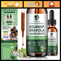 2 Pack Soursop Graviola Leaf Extract Drops + Sea Moss for Immunity & Gut Health