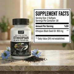 Black Softgels Seed Oil Ethiopian |4.64% Thymoquinone |Gluten-Free, 60 softgels