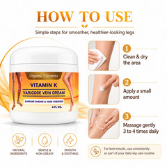 Vitamin K Cream 4 oz Premium Formula for Bruises, Spider Veins organic vitamins