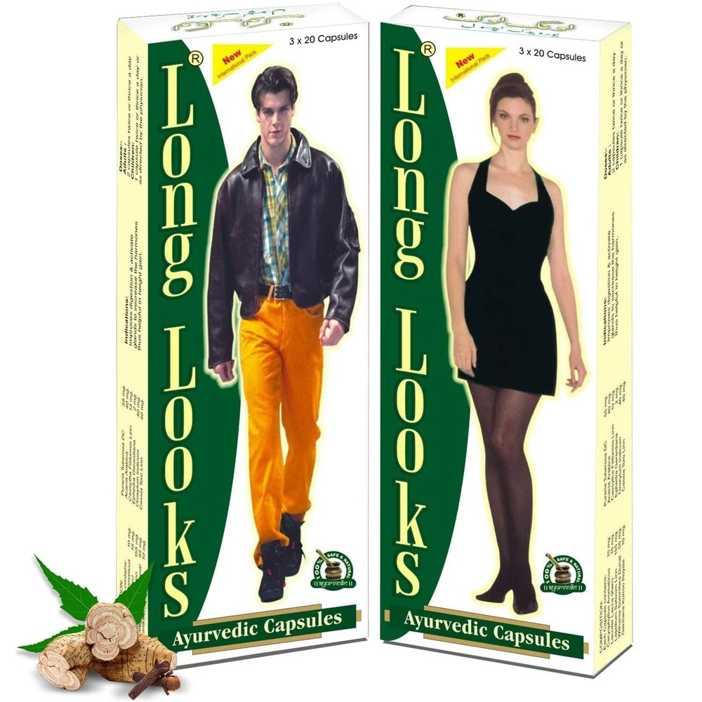 Long Looks Ayurvedic Capsule Increase Height Gain Herbal Supplement Pack of 2 F8