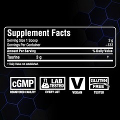 Taurine Powder 400g – Cell Volumizer, Boosts Focus & Energy, Vegan, 133 Servings