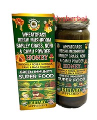 Honey With Wheatgrass Reishi Mushroom Barley Grass Noni Camu Powder, Al-Riyan
