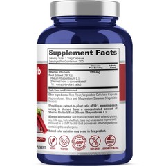 Non-GMO Siberian Rhubarb Extract 250mg – 200 Vegan Capsules, Plant-Based, cGMP