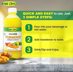 Home Choice Jamaica Tumeric Ginger Extract 16oz (3 Bottles)