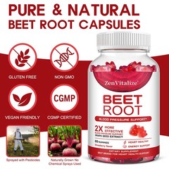 Beet Root Gummy Blood Pressure Support Heart Health Boosts Circulation 60 Pills