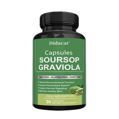 30/60/120 Capsules GRAVIOLA SOURSOP Leaf Extract 1950mg Annona Muricata