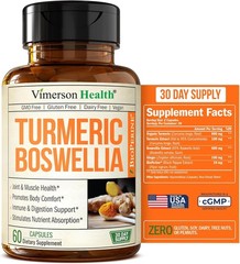 Turmeric Supplement with 65% Boswellia Extract Capsules 60 Count (Pack of 1)