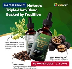 Wormwood Black Walnut Cloves Liquid Drops – Sweet Wormwood Herbal Supplement for