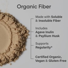 Organic Fiber Powder – 30 Servings | Psyllium Husk & Prebiotic Inulin | Non-GMO,