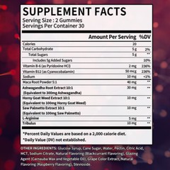 Testosteron Booster Supplement for Men, Energy & Endurance, 30/60 Gummies