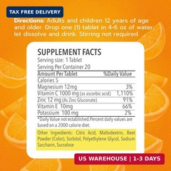 Vitamin C 1000mg Effervescent Tablets Vitamin with Zinc Potassium Magnesium E Vi