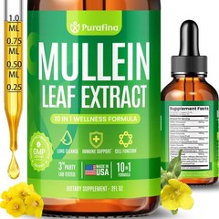 Mullein Drops For Lungs, 10-in-1 Leaf Extract for 2 Fl Oz (Pack of 1)