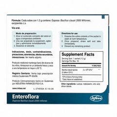 Enteroflora 2000M Bacillus Clausii Probiotic 10 Sachets Intestinal Flora Support