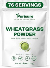 Purisure Wheatgrass Powder, 8oz, Green Superfood for Salads, Fiber and Minerals,