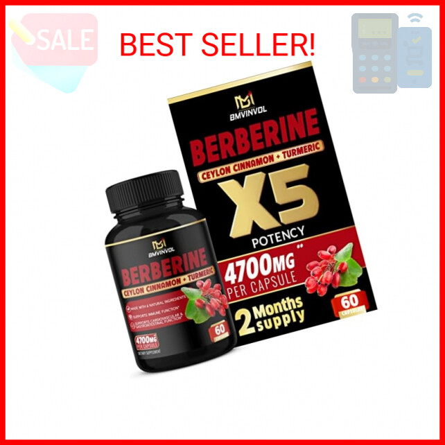 BMVINVOL Berberine Supplement 4700mg for Cardiovascular Health – High Potency wi