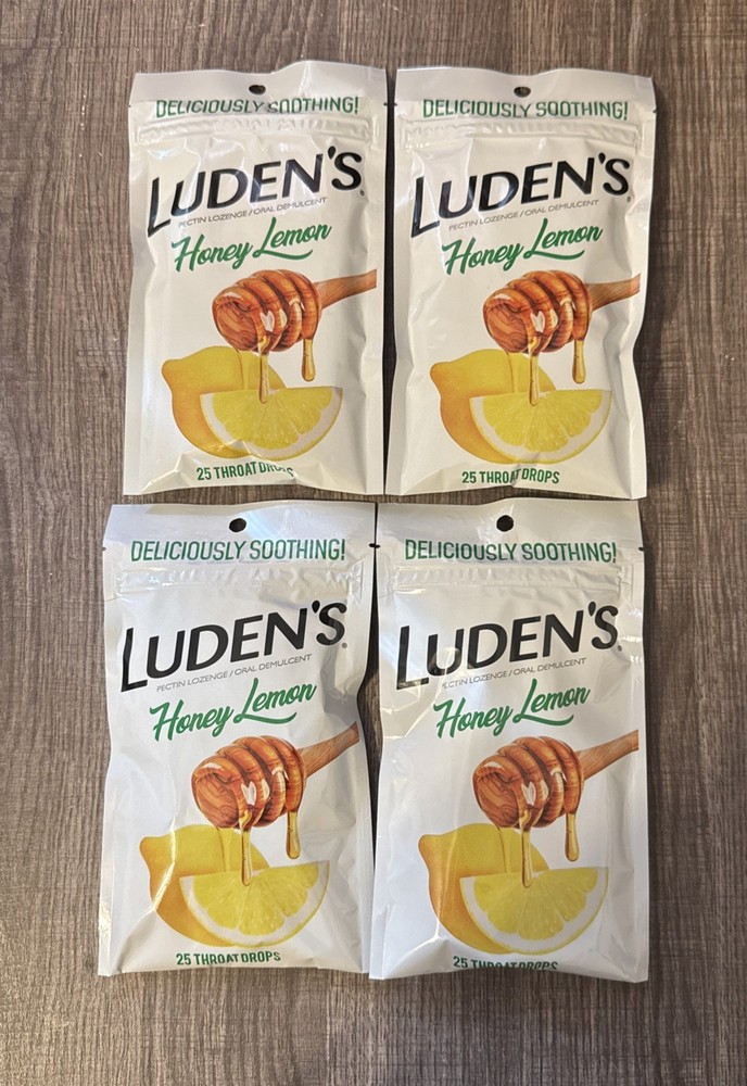 4x Luden’s Honey Lemon Flavor Cough Throat Drops (25 Count) 8/25 Sealed