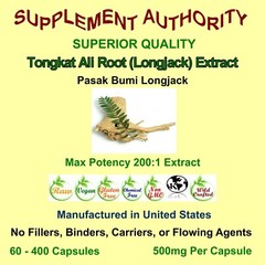 TONGKAT ROOT ◆ MAX POTENCY ◆ 200:1 EXTRACT ◆ LONGJACK PASAK BUMI CAPSULES –