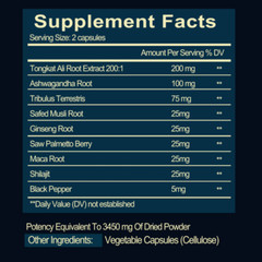 NEW TongkatAli Extract Strong 3450mg Non-GMO and Gluten FreeTestosterone Booster