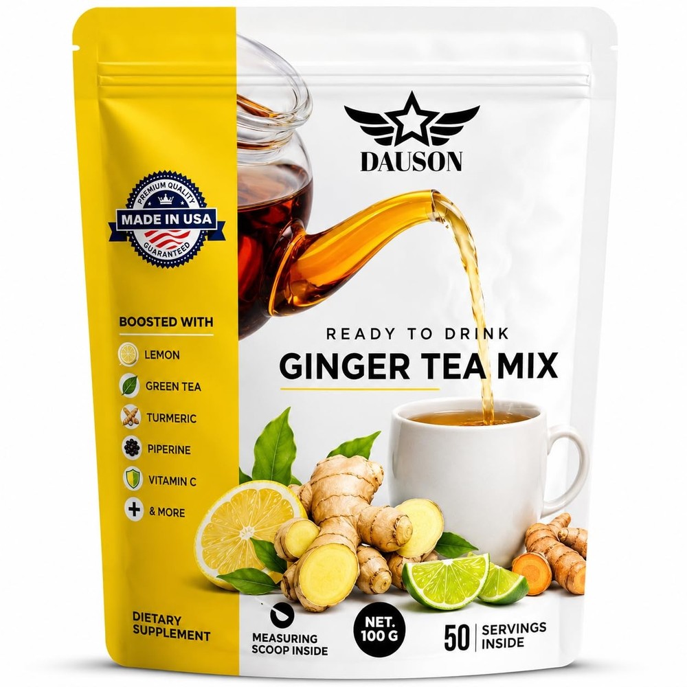 Ginger Turmeric Tea Powder for Digestion & Immune Support – Herbal Detox Blen…