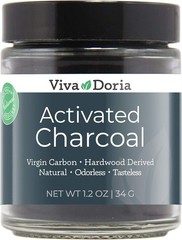 Viva Doria Activated Charcoal Powder, Hardwood Derived, Food Grade, 1.2 Oz Glass