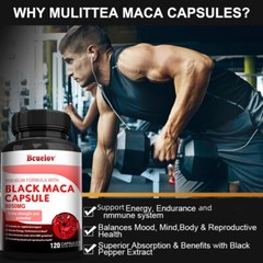 Black Maca Capsules 8050 mg 120 Caps With L-Arginine Ginseng Blend Black Pepper